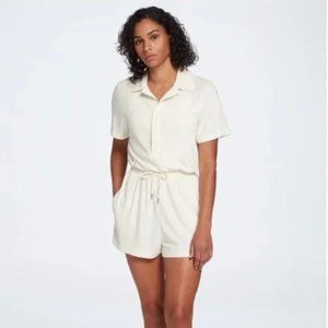 Calia Soft Terry Romper Unbleached Cream Athleisure Size Small S